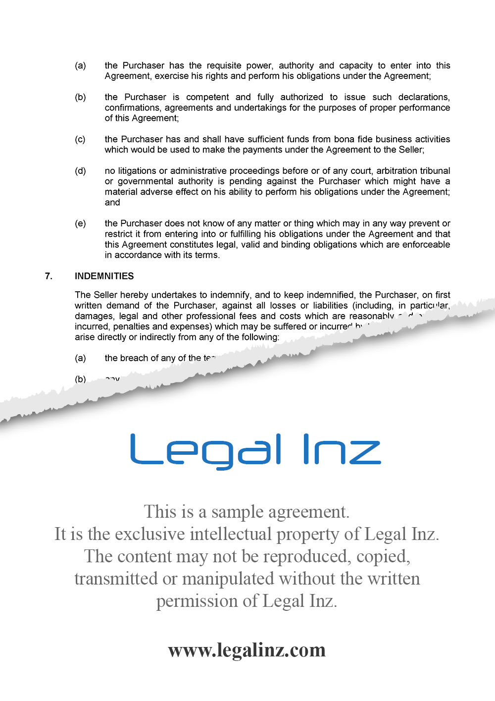 Share Purchase Agreement Sample 7
